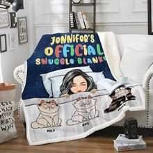 Personalized Fleece Blanket Official Snuggle Blanket Funny Cartoon Cats - Gift For Cat Lovers, Cat Moms
