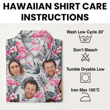 Custom Photo With Beloved Ones Flamingo Theme - Personalized Customized Hawaiian Shirt - Gift For Family Members, Best Friends