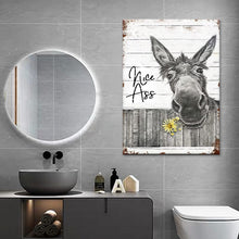 Framed Canvas Wall Decor Funny Donkey Sunflower Bathroom Farmhouse Bathroom Wall Art For Restroom