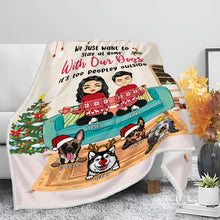Stay Home With Our Dogs - Personalized Flannel Blanket - Christmas Gifts For Couples, Dog Lovers