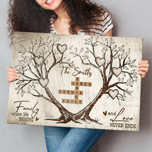 Family Where Life Begin Crossword Canvas - Personalized Customized Canvas - Gift For Family Members