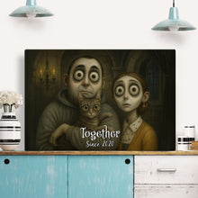 Custom Couple Photo Gothic Animated Style - Personalized Customized Canvas - Unique Halloween Gift For Couple, Him, Her, Husband, Wife