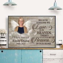 Custom Photo There's A Little Bit Of Heaven In Our Home - Personalized Customized Canvas - Memorial Gift For Family Members