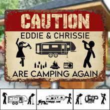 Caution For Campers - Personalized Custom Classic Camping Metal Signs