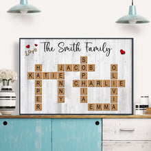 Family Crossword Canvas - Customized Family Name Canvas - Gift For Family Members