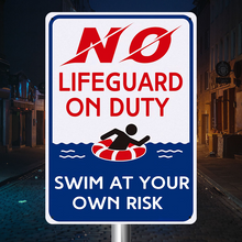 No Lifeguard On Duty Swim At Your Own Risk Swimming Poolside Backyard Themed Metal Sign