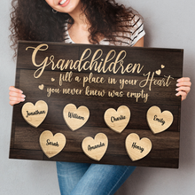 Grandchildren Fill A Place In Your Heart - Personalized Customized Canvas - Gift For Family Members