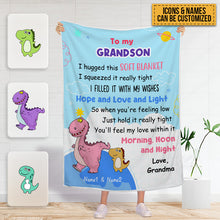 Personalized Custom Fleece Blanket Grandson Dinosaur Blanket Gifts For Grandson Flannel Blanket Birthday Gifts