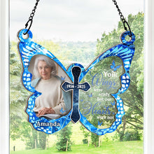 Custom Photo Your Wings Were Ready But Our Hearts Weren't - Personalized Window Suncatcher - Memorial Gift For Family Members