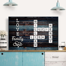Crossword Canvas Love My Family - Personalized Customized Family Name Canvas - Gifts For Family Members