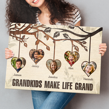 Custom Photo - Grandkids Make Life - Customized Personalized Canvas - Gift For Family Grandma Grandpa Grandkids