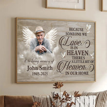 Custom Photo There's A Little Bit Of Heaven In Our Home - Personalized Customized Canvas - Memorial Gift For Family Members
