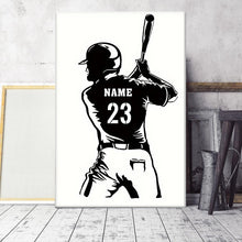 Baseball Player Gift For Dad, Husband, Son Home Decor Personalized Custom Framed Canvas Wall Art