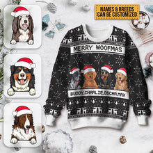 Merry Woofmas - Ugly Sweater - Christmas Gifts For Dog Lovers Personalized Custom Ugly Sweatershirt