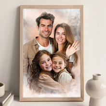 Personalized Watercolor Painting Of Loved Ones, Custom Commemorative Family Portrait From Photo, Thoughtful Bereavement Art, Personalized Customized Canvas Gift For Grandpa