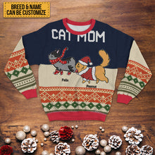 Cat Dad/Mom Winter Cat Sweater Shirt - Ugly Sweater - Gifts For Cat Lovers Personalized Custom Ugly Sweater