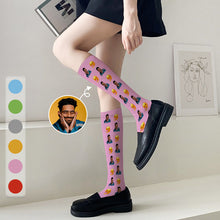 Custom Photo Face Heart Socks - Personalized Customized Stocking Gift For Him, Her