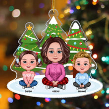 Grandma And Grandkids Under The Christmas Tree - Personality Customized Ornament - Christmas Gift For Family