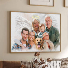 Custom Combine Photos Loved One From Different Images, Adding Halo & Wings To Deceased One - Personalized Customized Canvas - Gift For Family Members