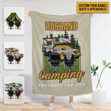 Husband And Wife Camping Partners For Life - Gift For Camping Lovers - Personalized Custom Fleece Blanket