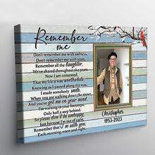 Remember Me - Memorial Gifts For Loss, Sympathy Gift Personalized Custom Framed Canvas Wall Art