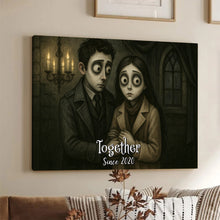 Custom Couple Photo Gothic Animated Style - Personalized Customized Canvas - Unique Halloween Gift For Couple, Him, Her, Husband, Wife