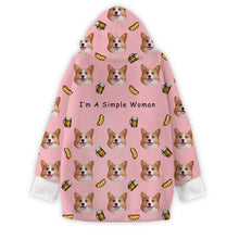 Custom Photo I'm A Simple Woman - Personalized Oversized Blanket Hoodie - Birthday Mother's Day Gift For Dog Mom, Cat Mom