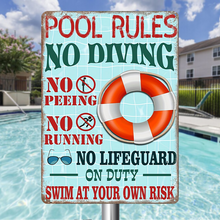 Pool Rules Swim At Your Own Risk Wall Art Funny Swimming Pool Signs - Swimming Pool Metal Signs