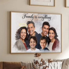 Custom Combine Photos Loved One With Quotes, Adding Halo To Deceased One - Personalized Customized Canvas - Gift For Family Members