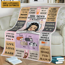 Dog Mom's Official Snuggle Blanket - Pet Blanket - Gifts For Cat Lovers - Personalized Custom Blanket