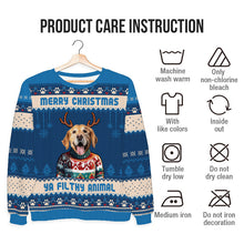Custom Photo Christmas Sweater - Pet Face With Antler Christmas Gifts For Pet Lovers Personalized Custom Ugly Sweater