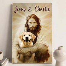 Custom Pet Photo In The Arms Of Jesus - Personalized Customized Canvas - Memorial Gift For Pet Lovers