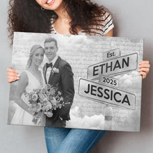 Custom Couple Photo Letter Theme - Personalized Customized Canvas - Anniversary Gift For Couples, Lovers, Husband Wife