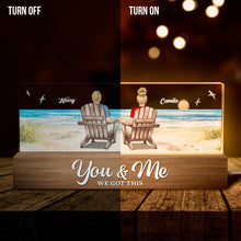 Couple Sitting At Beach -  Customized Personalized Acrylic LED Night Light - Gifts For Couple