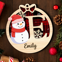 Chrismas Snowman Monogram Personalized 2-Layered Wooden Ornament Christmas Gifts For Her, Him