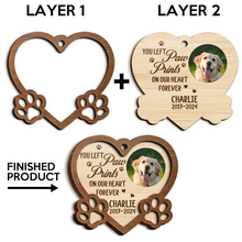 Custom Photo Dog You Left Paw Prints On My Heart Forever - Personalized 2-Layered Wooden Ornament - Christmas Gifts For Dog Lover