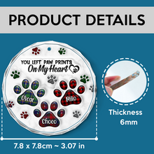 Paw Prints On My Heart - Personalized Glass Ornament - Gift For Pet Lovers, Dog Lovers, Cat Lovers
