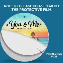 Back View Couple Sitting Beach Landscape - Personality Customized Ornament - Gift For Couple