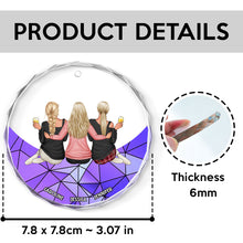 Family Sitting On The Moon - Customized Personalized Glass Ornament - Christmas Gift For Family