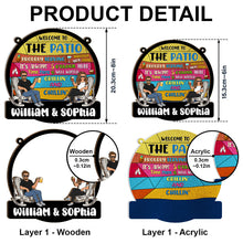 Patio Welcome Grilling Proudly Serving Whatever You Bring - Personalized Acrylic Window Suncatcher Ornament - Gift For Couple Husband Wife