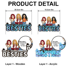 Besties Sitting Together  - Personalized Acrylic Window Suncatcher Ornament - Gift For Best Friends, BFF, Sisters