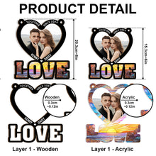 Custom Letter Heart & Couples Picture - Personalized Acrylic Window Suncatcher Ornament - Gift For Couple