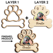 Custom Photo Dog Footprint - Personalized 2-Layered Wooden Ornament - Christmas Gifts For Dog Lover