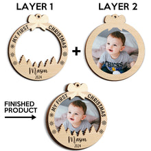 My First Christmas - Personalized 2-Layered Wooden Ornament - Christmas Gifts For Family, Baby Kid