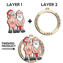 Christmas Funny Old Couple Ornament - Personalized 2-Layered Wooden Ornament - Christmas Gift For Couples, Elder Couples