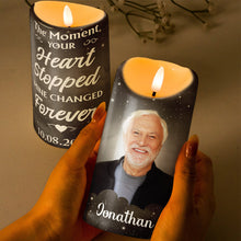 The Moment Your Heart Stopped - Personalized Candle LED Light - Memorial Gift For Family Members