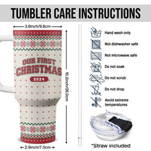 Custom Photo First Christmas - Personalized Custom 40oz Stainless Steel Tumbler - Gift For Couple