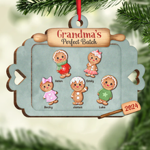 Christmas Grandma's Perfect Batch Grandkids Dogs Cats - Personalized Wooden Cutout Ornament - Gift For Family