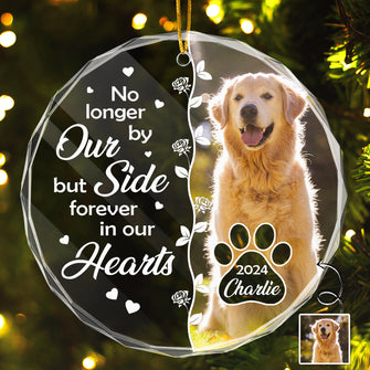 No Longer By Our Side - Customized Personalized Glass Ornament - Memorial Pet Gift For Loss