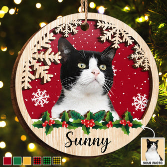 Custom Photo Your Chrismas Lovely Pet Personalized 2-Layered Wooden Ornament Christmas Gifts For Pet Lover